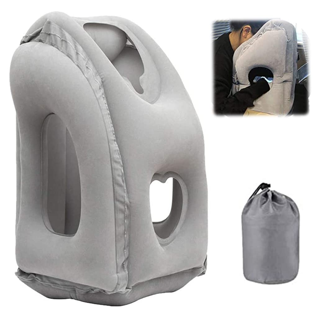 HANNEA Inflatable Travel Pillow, Inflatable Neck Air Pillow for Sleeping, Support Head, Chin, Neck and Lumbar, Avoid Neck & Shoulder Pain, Comfortable for Airplane, Car, Polyvinyl Chloride, Grey HANNEA Inflatable Travel Pillow, Inflatable Neck Air Pillow for Sleeping, Support Head, Chin, Neck and Lumbar, Avoid Neck & Shoulder Pain, Comfortable for Airplane, Car, Polyvinyl Chloride, Grey